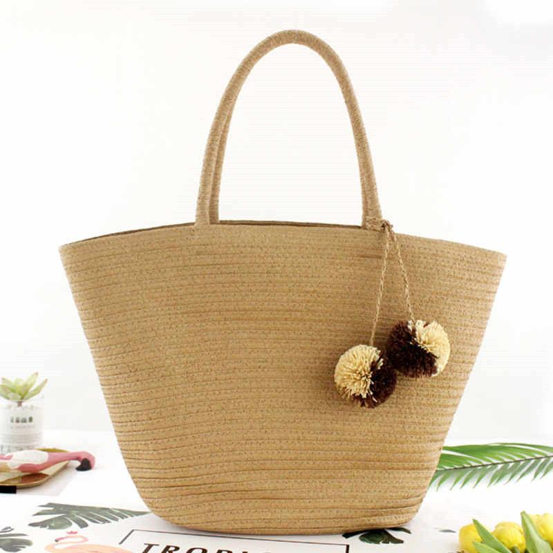 Bolsa De Praia Retrô Casual De Palha